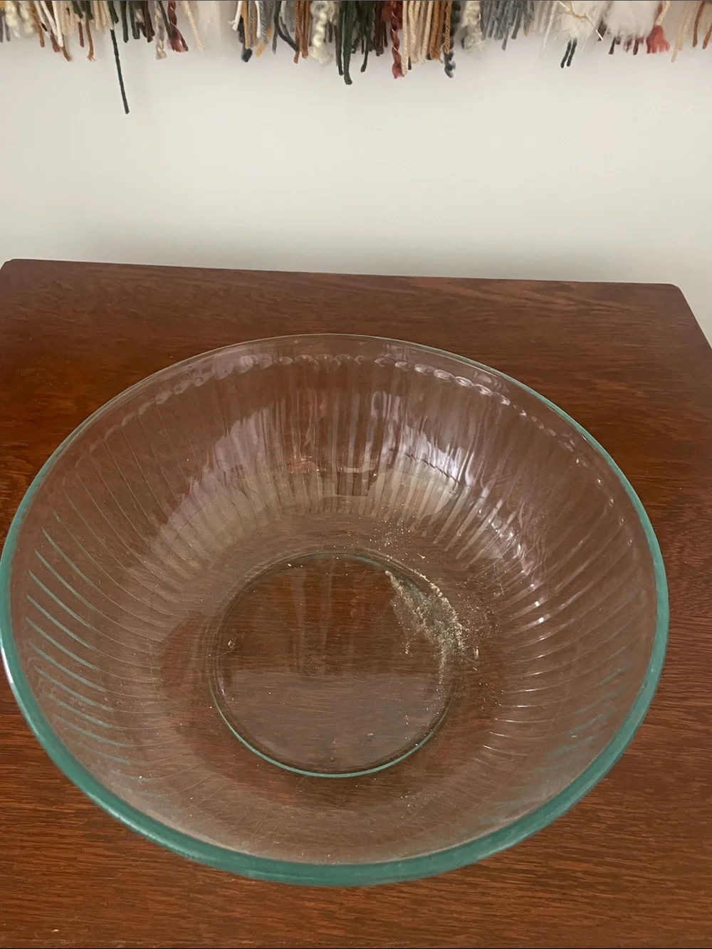 Clear Ribbed Pyrex Glass Serving Bowl
